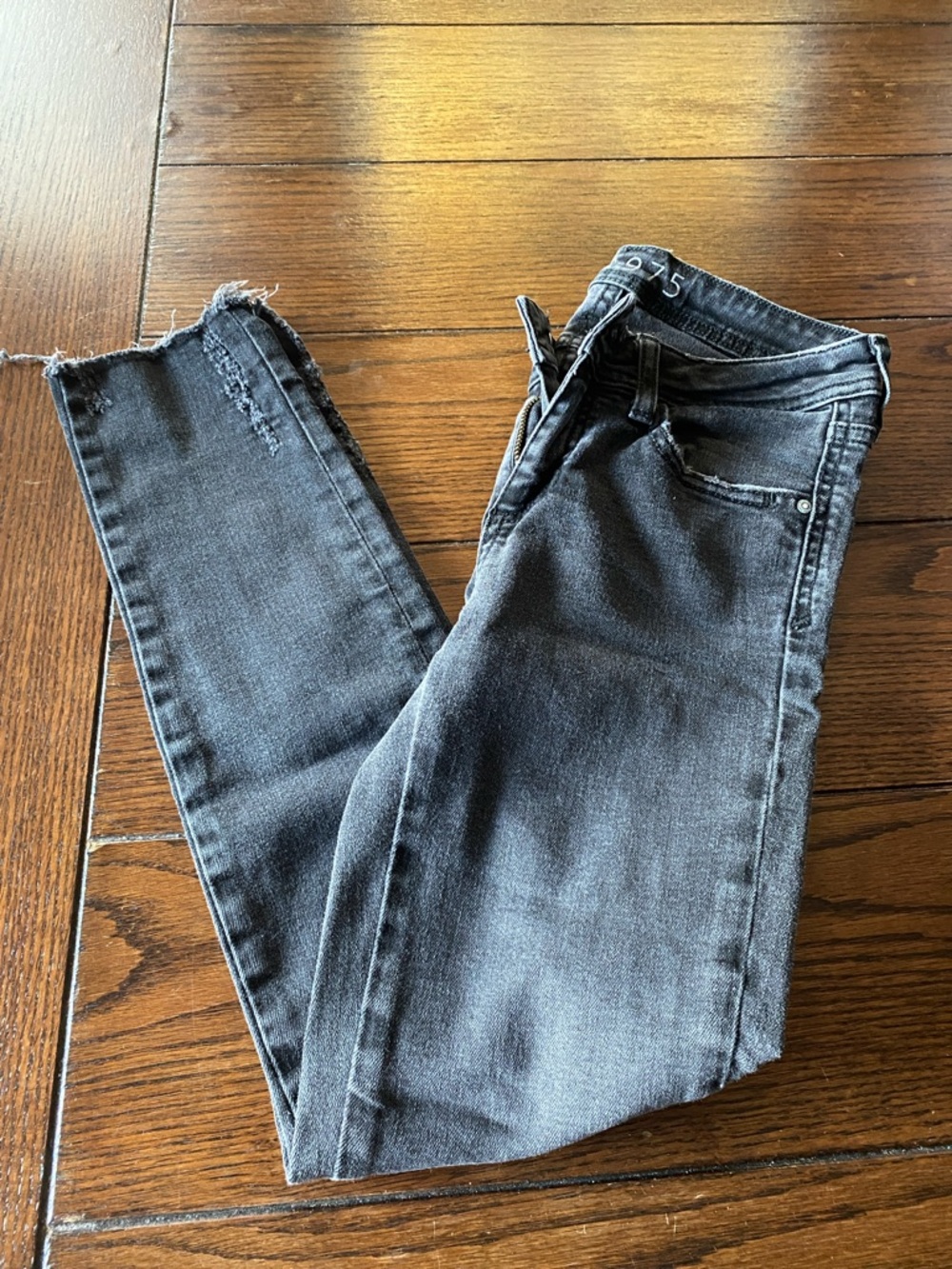 Zara Z1975 Black Wash Size 2 Distressed Denim